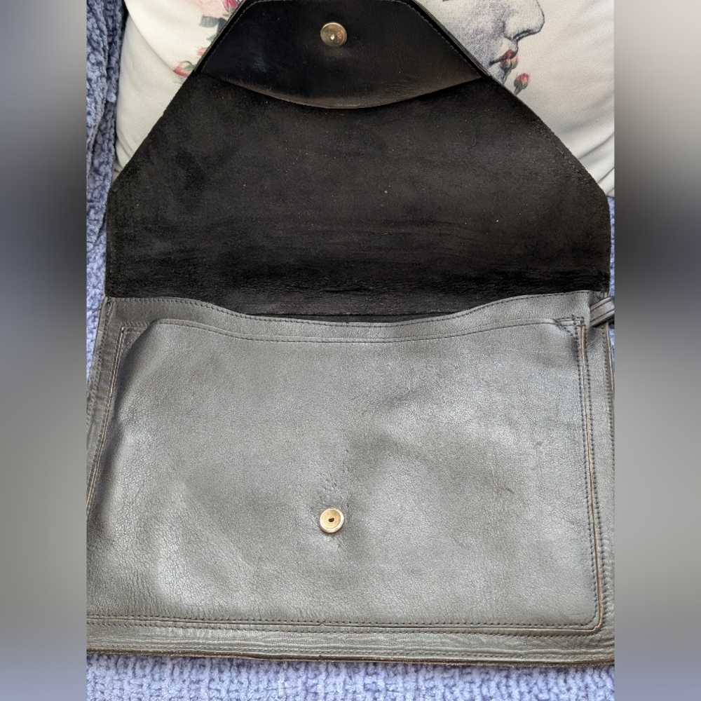 Black Leather Envelope Clutch/Laptop Case - Picture 2 of 6